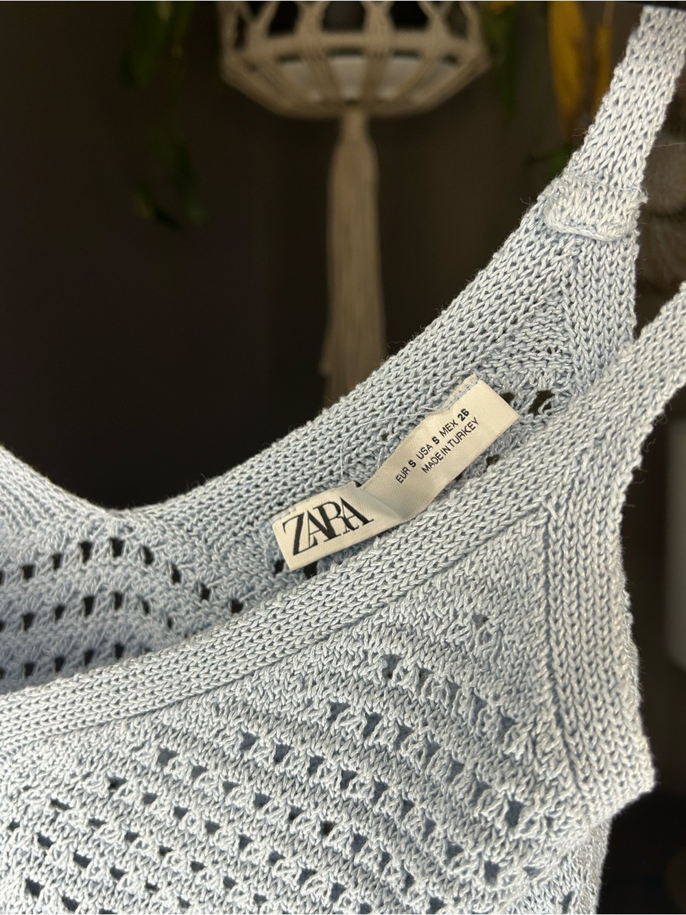Zara Light Blue Crocheted Peplum Camisole - Picture 2 of 4